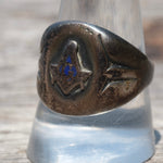 Vintage Sterling Free Masons Signet Ring 10.75
