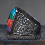 Vintage Sterling Multistone inlay Ring 9