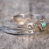 Vintage Sterling Turquoise Stamped Cuff