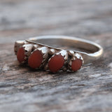 Vintage Sterling Coral Inlay Band 6.5