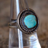 Vintage Sterling Turquoise Roper Ring 7.75