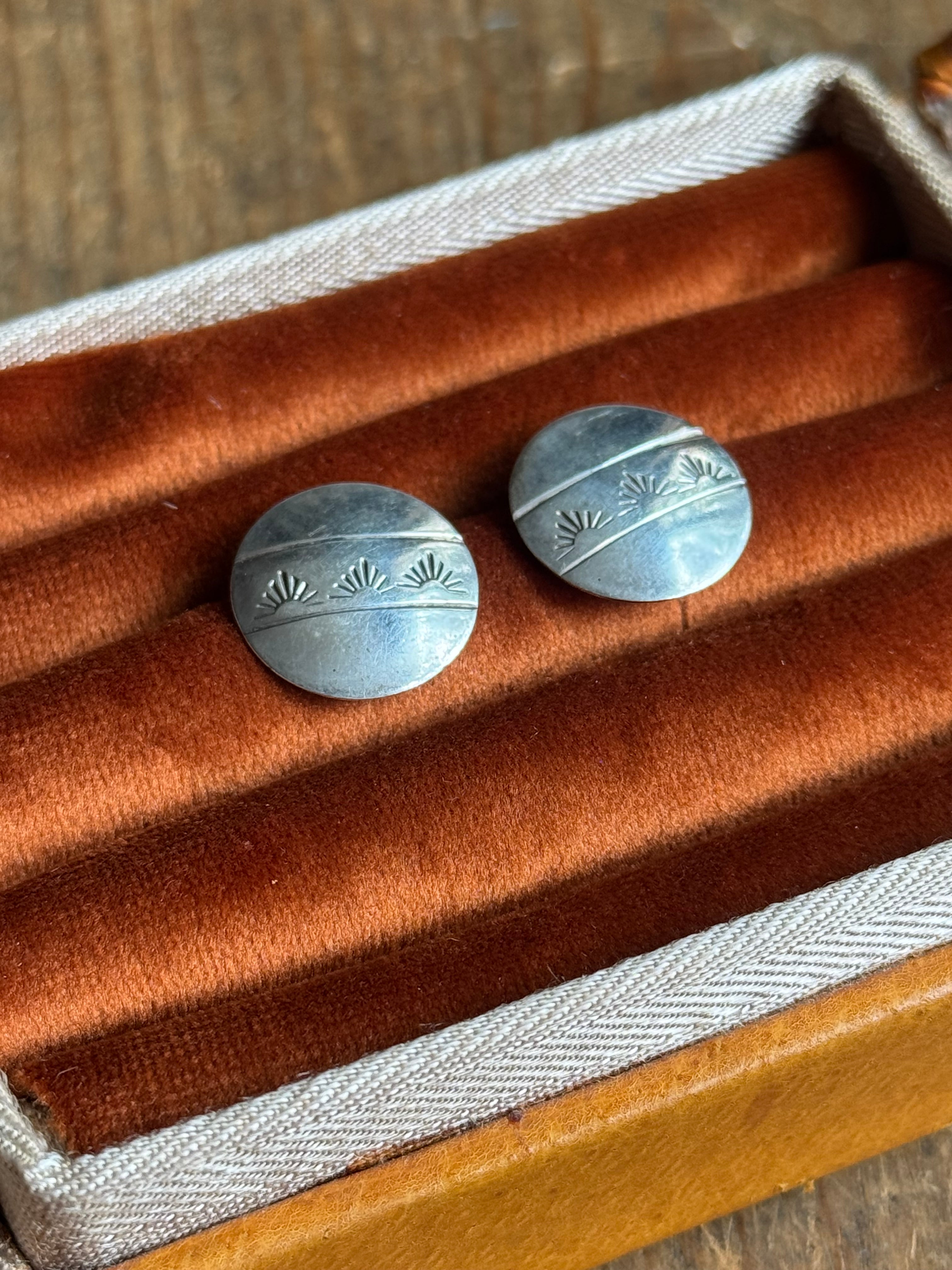 Vintage Sterling Silver Stamped Coin Earrings