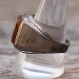 Vintage Sterling Agate Signet Ring 11