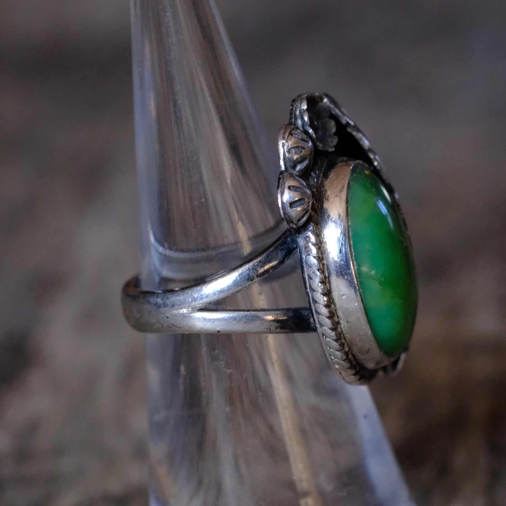 Vintage Sterling Turquoise Feather Ring 5.75