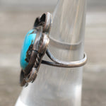 Vintage Sterling Turquoise Roper Ring 5.75