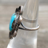 Vintage Sterling Turquoise Roper Ring 5.75