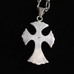 Vintage Sterling Silver Onyx Cross Necklace