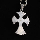 Vintage Sterling Silver Onyx Cross Necklace