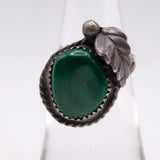 Vintage Sterling Malachite Feather Ring 5.5
