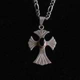 Vintage Sterling Silver Onyx Cross Necklace