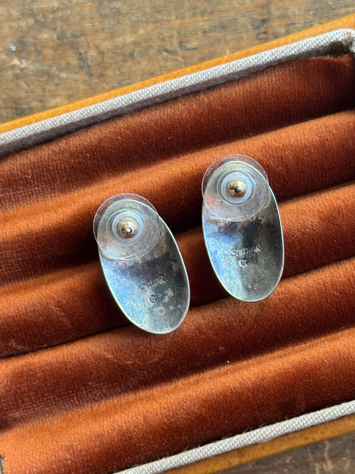 Vintage Sterling Silver Lapis Concho Earrings