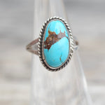 Vintage Sterling Turquoise Roper Ring 4.5
