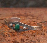 Vintage Sterling Turquoise Stamped Cuff Bracelet