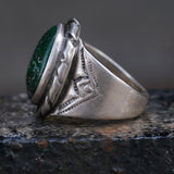 Vintage Sterling Turquoise Stamped Band Ring 9.25