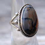 Vintage Sterling Petrified Wood Ring 5.25