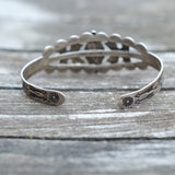 Vintage Sterling Turquoise Stamped Arrows Cuff