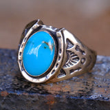 Vintage Sterling Turquoise Lucky Horseshoe Ring 13