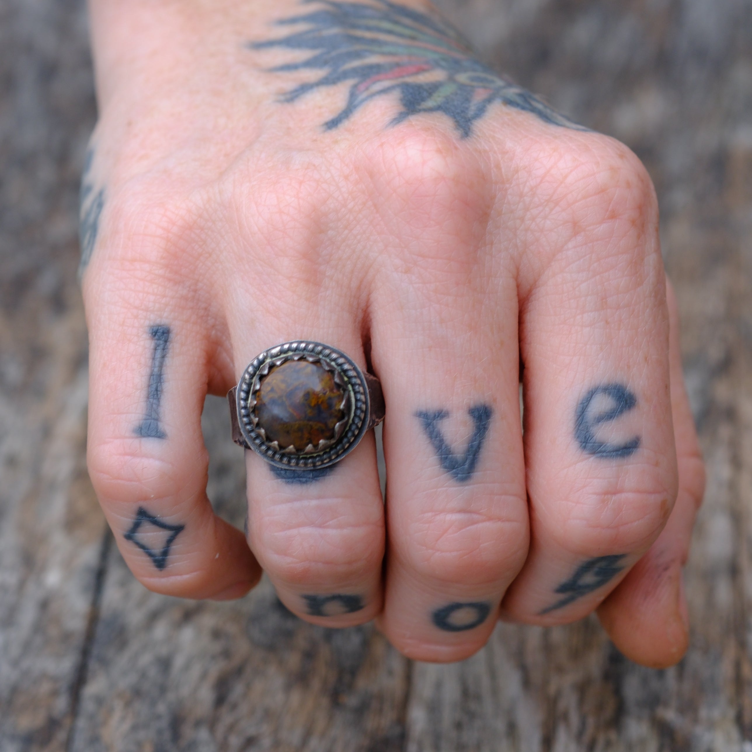 Vintage Sterling Jasper Ring 5.5