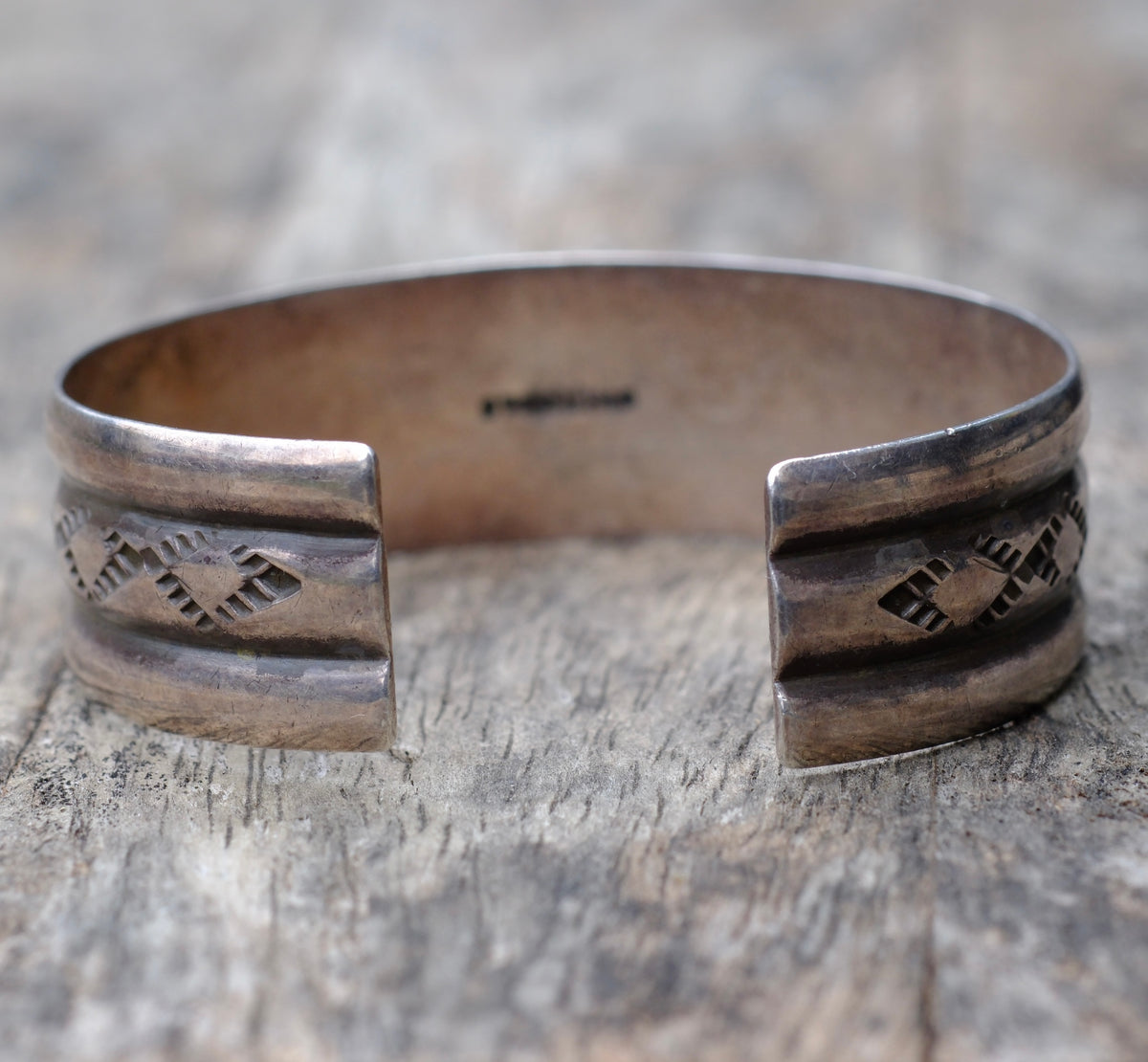 Vintage Sterling Silver Stamped Cuff Bracelet