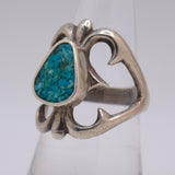 Vintage Sterling Silver Sandcast Turquoise Ring 8