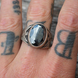 Vintage Sterling Hematite Thunderbird Ring 11.5