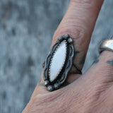 Vintage Sterling Mother Of Pearl Ring 5.25