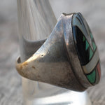 Vintage Sterling Zuni Inlay Ring 10.25