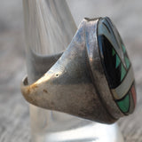 Vintage Sterling Zuni Inlay Ring 10.25