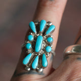 Vintage Sterling Turquoise Cluster Ring 6