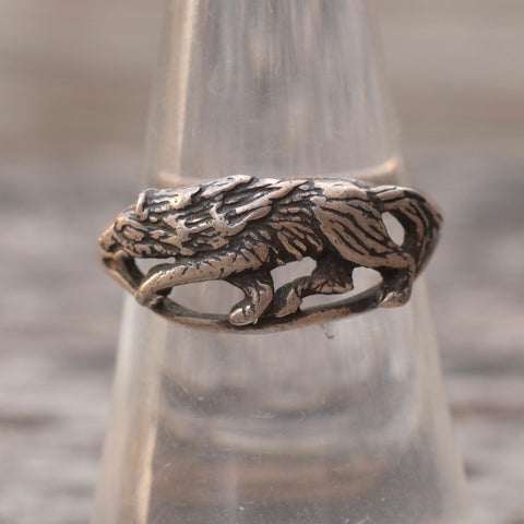 Vintage Sterling Silver Wolf Band 7.75