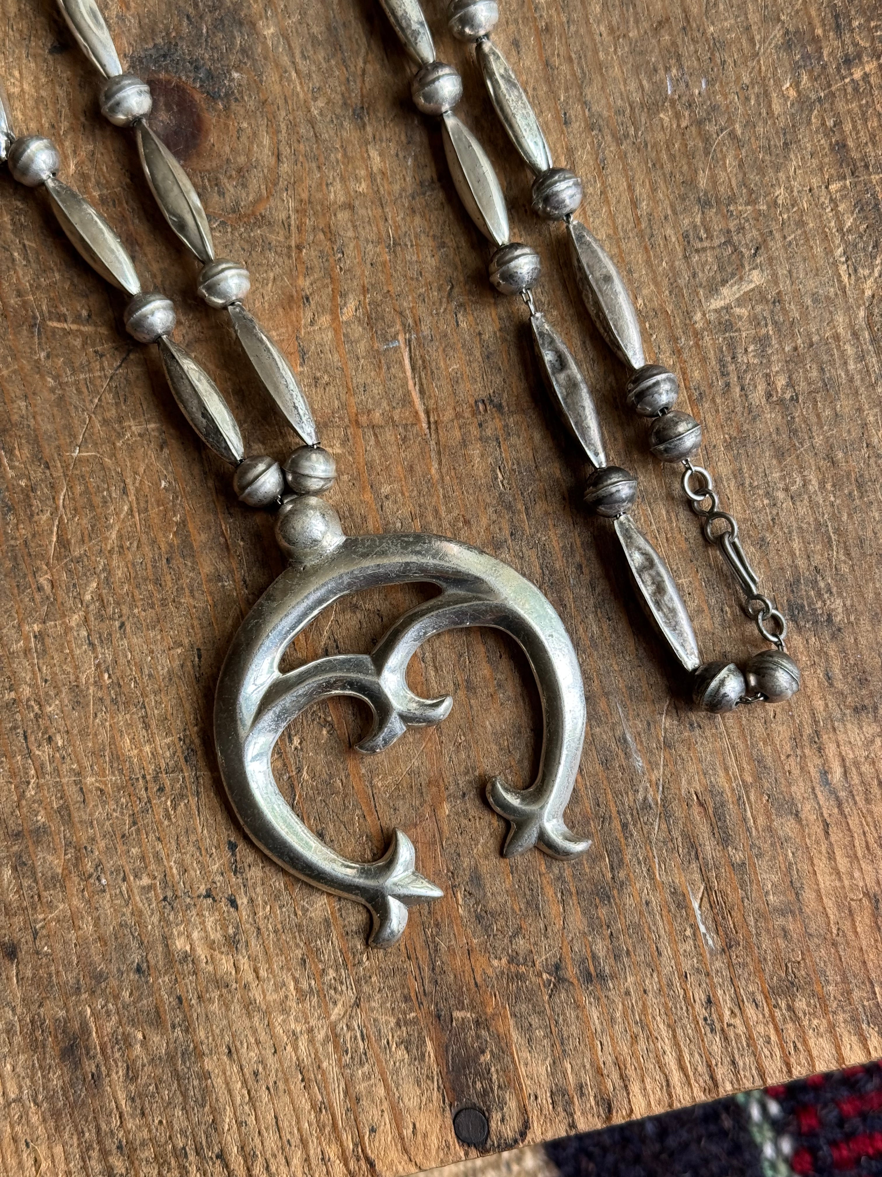 Vintage Sterling Silver Beaded Naja Necklace