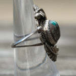 Vintage Sterling Turquoise Feather Ring 7