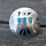 Vintage Sterling Thunderbird Inlay Ring 5.5