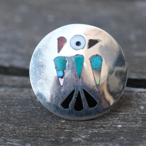Vintage Sterling Thunderbird Inlay Ring 5.5
