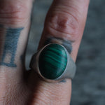 Vintage Sterling Malachite Ring 11.75