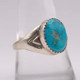 Vintage Sterling Turquoise Stamped Band Ring 10