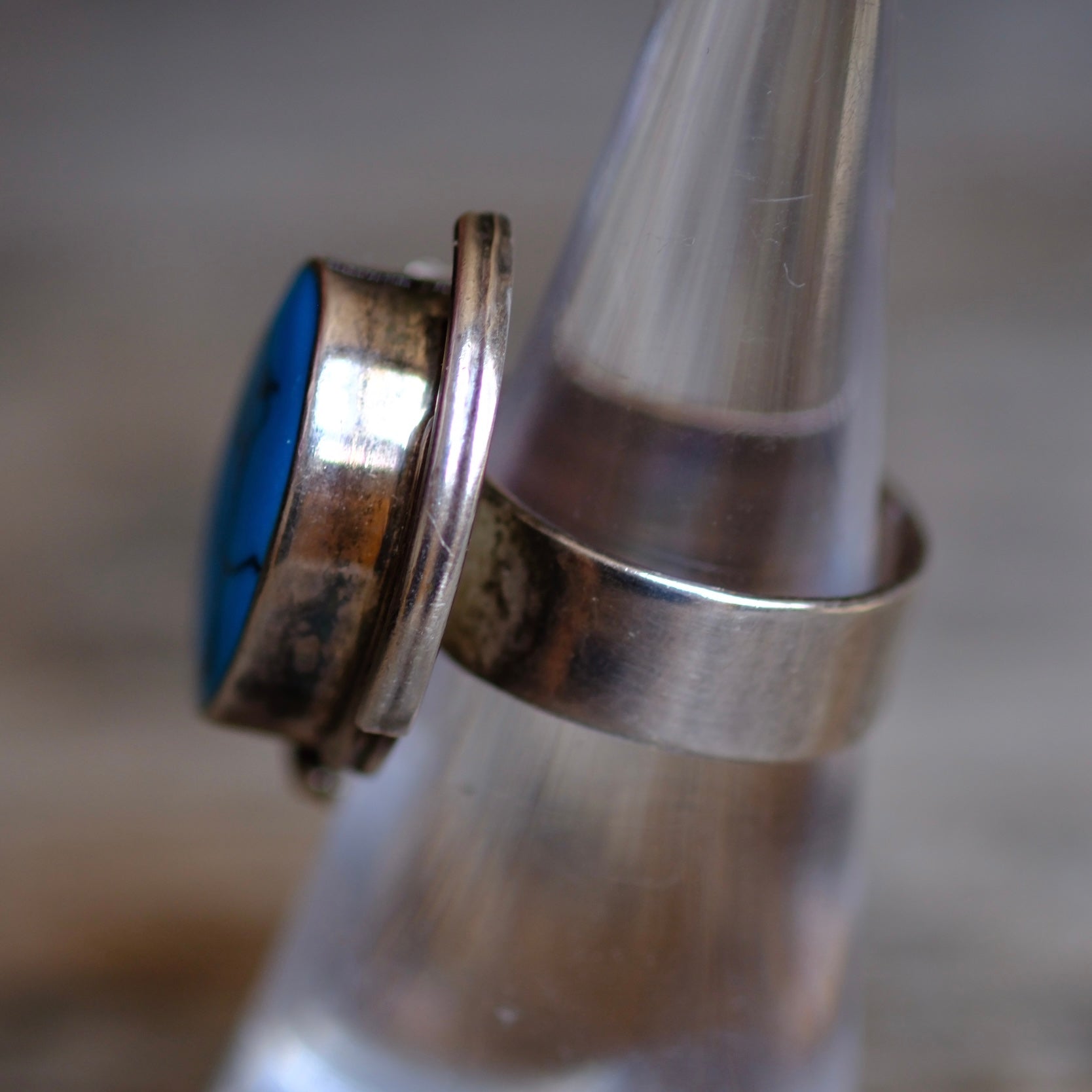 Vintage Sterling Block Turquoise Ring 6