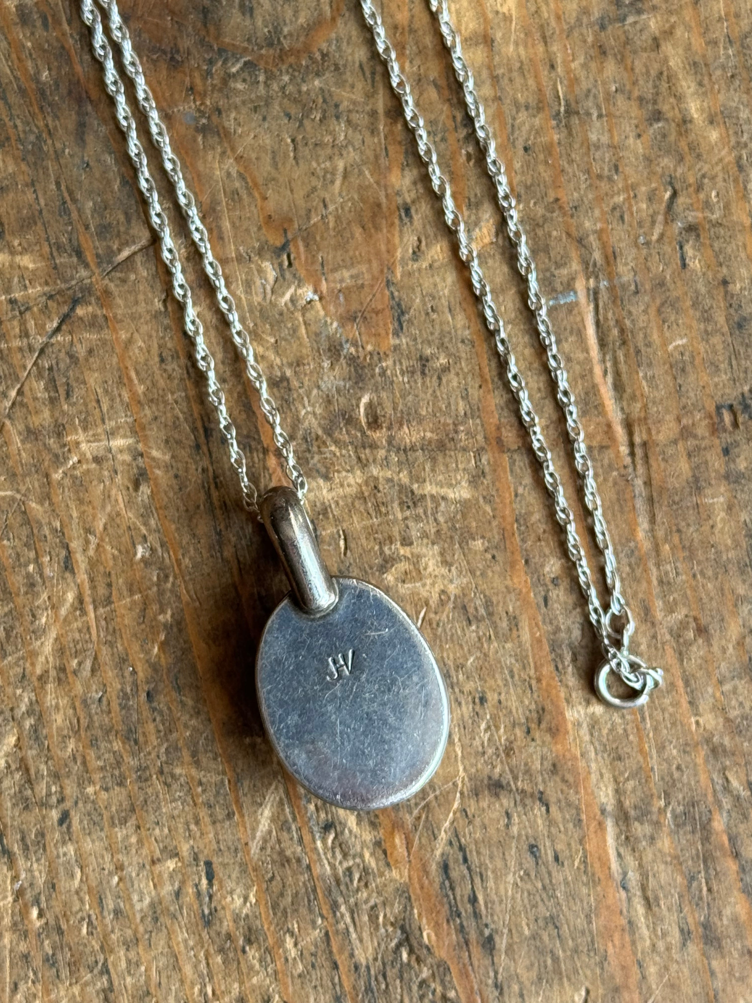 Vintage Sterling Silver Chunky Opal 22" Necklace