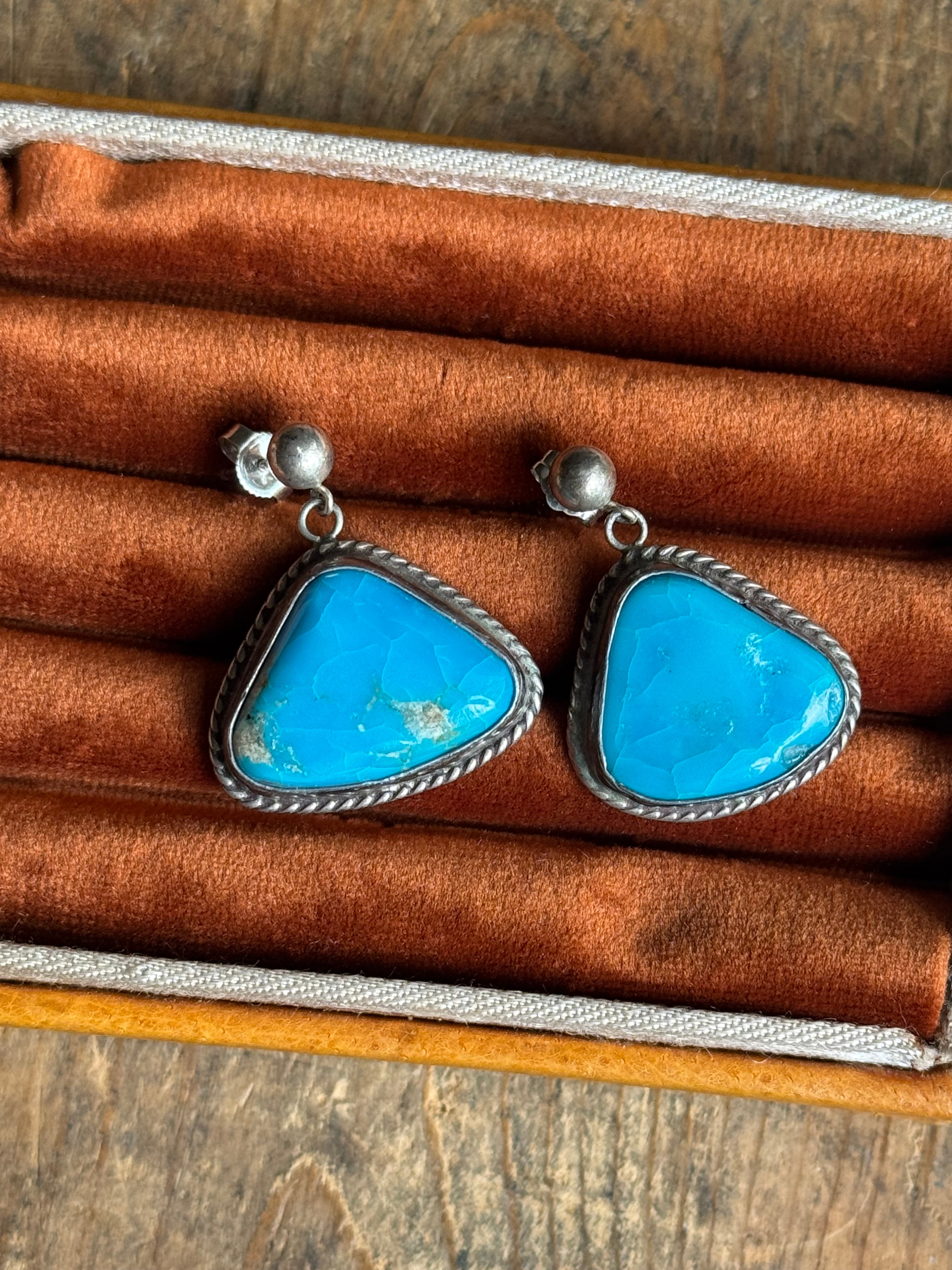 Vintage Sterling Silver Turquoise Earrings