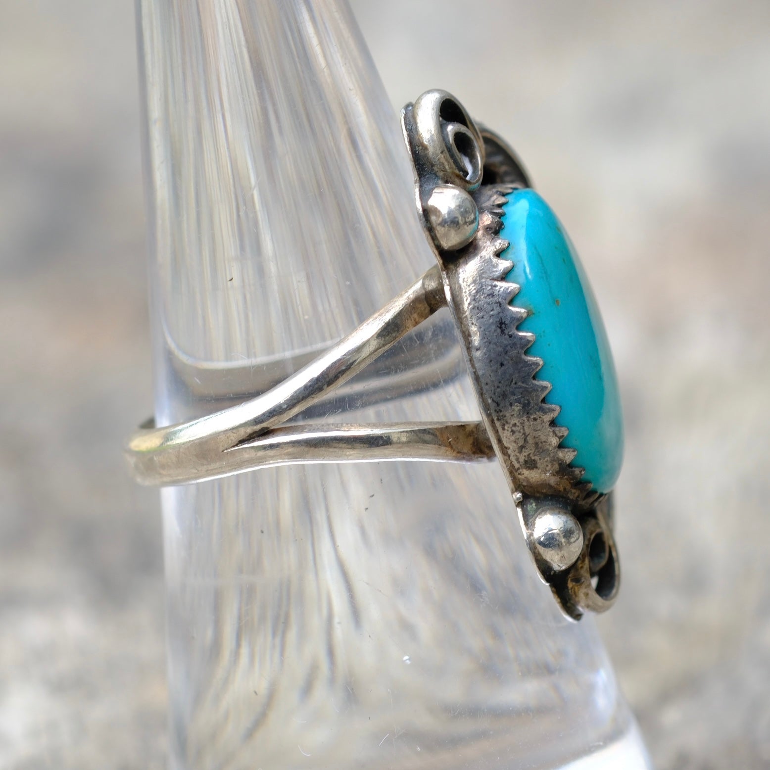 Vintage Sterling Turquoise Feather 7.25