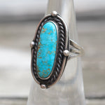 Vintage Sterling Turquoise Roper Ring 5