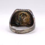 Vintage Sterling Jade Signet Ring 11.5