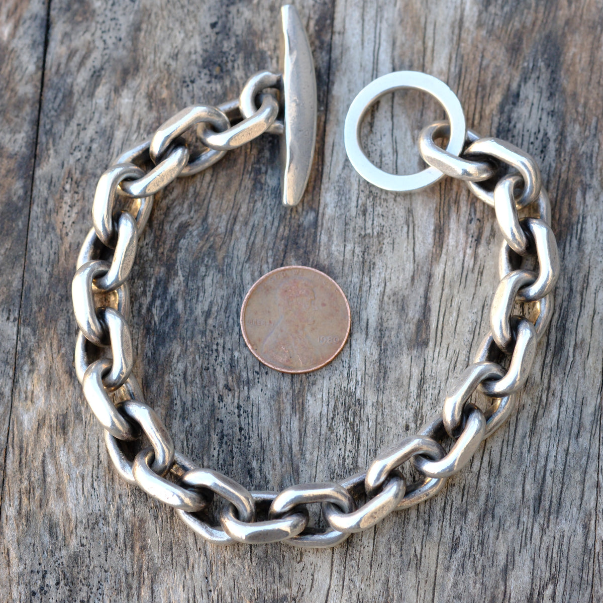 HEAVY Vintage Sterling Link Chain Bracelet