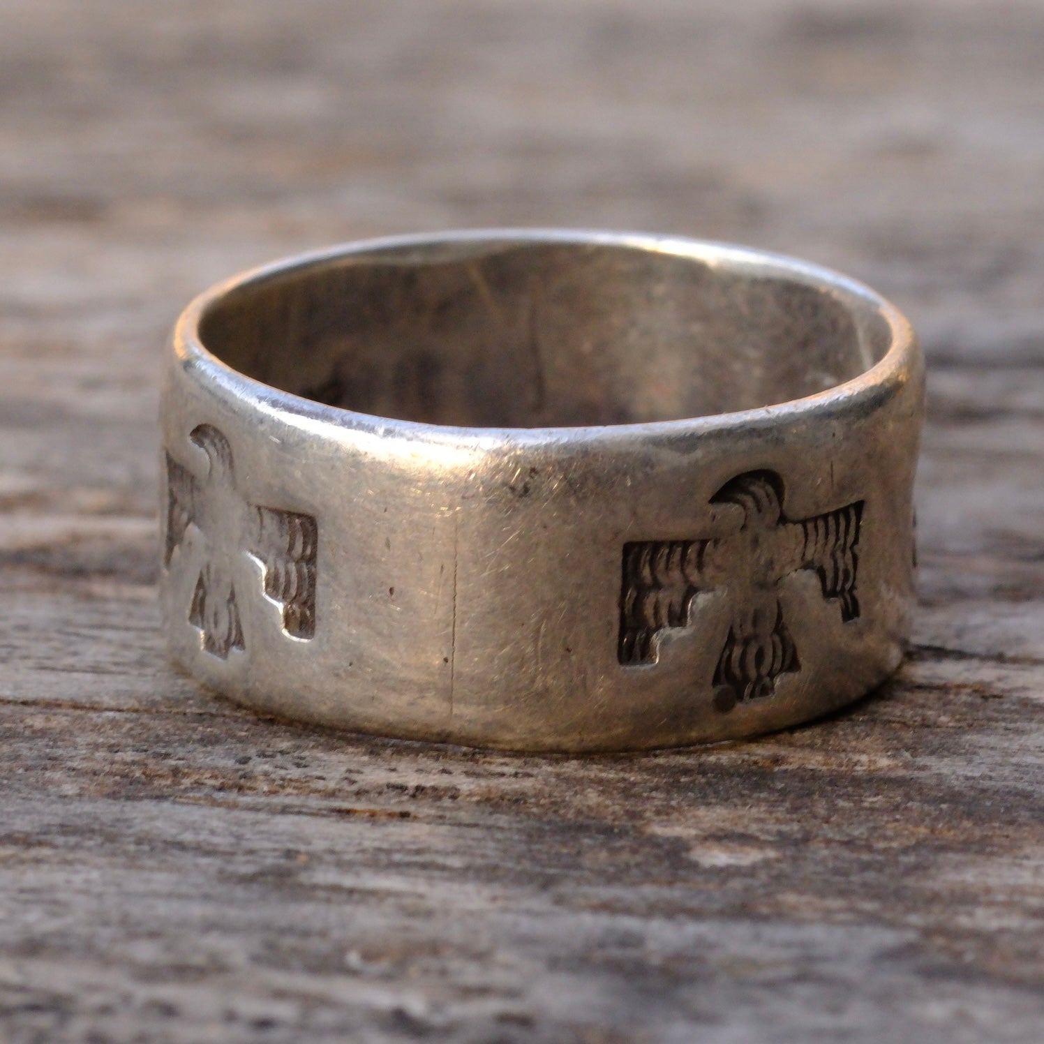 Vintage Sterling Silver Thunderbird Band Ring 10