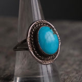 Vintage Sterling Turquoise Roper Ring 9