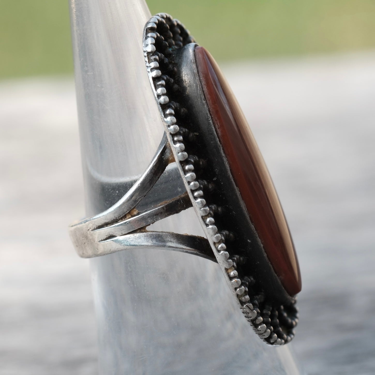 Vintage Sterling Agate Ring 6