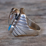 Vintage Sterling Turquoise Eagle Ring 8.5