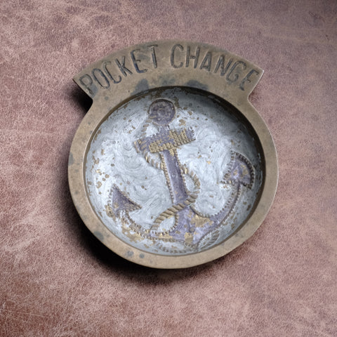 Vintage Brass Pocket Change Anchor Dish