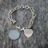 Vintage Stering Chain Heart Bracelet