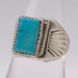 Vintage Sterling Turquoise Stamped Band Ring 7.75